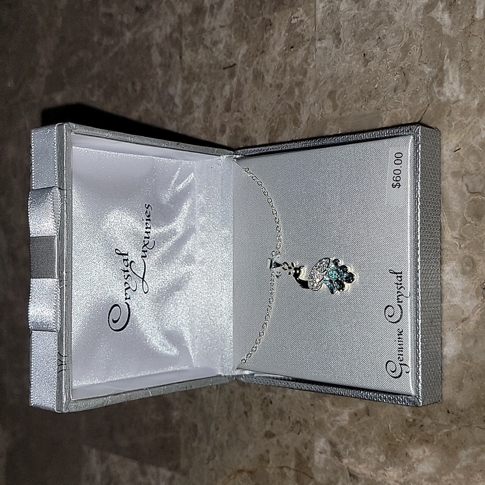 Peacock crystal necklace